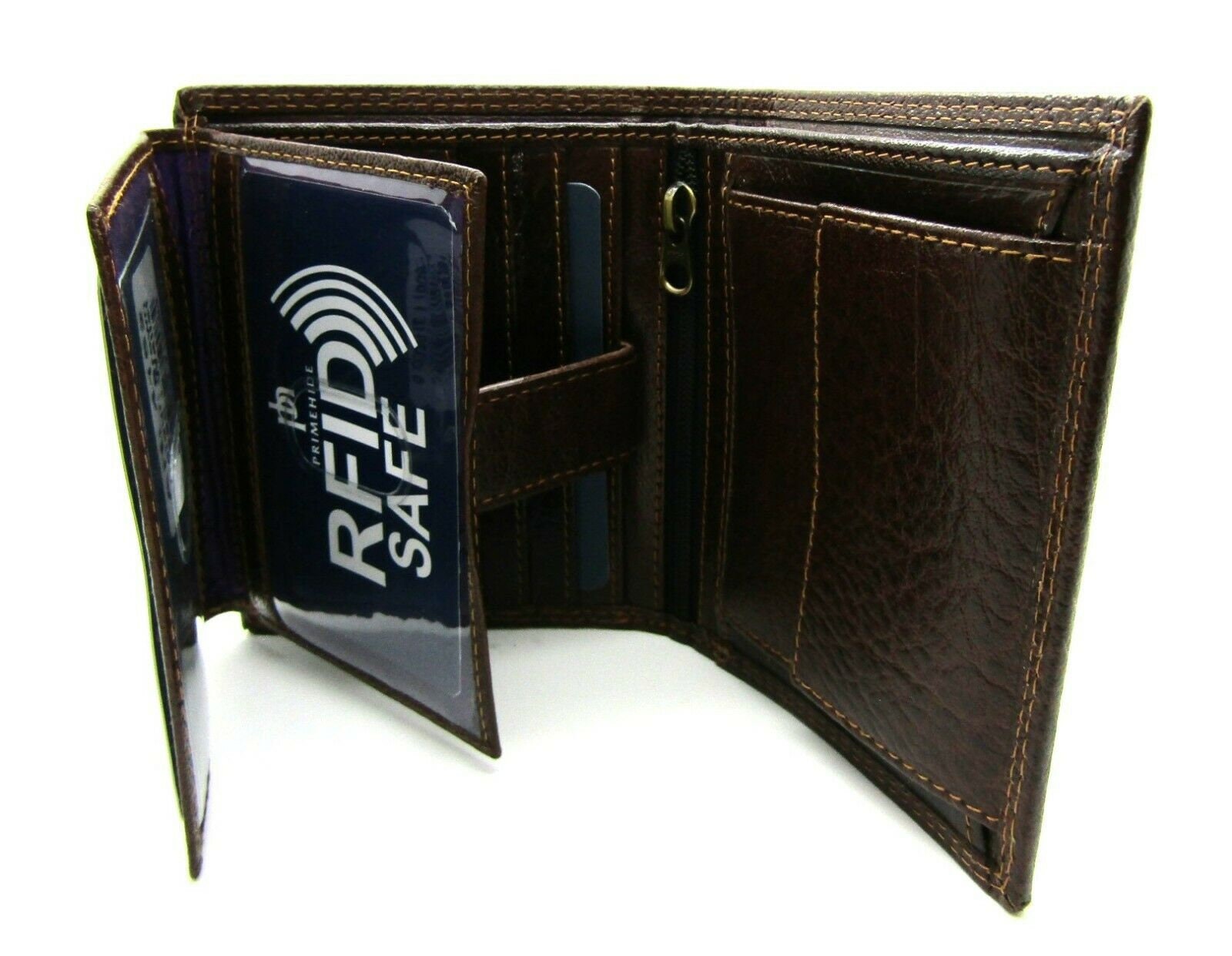 Premium Brown Genuine Leather Wallet Credit Card Holder RFID Blocking Protection