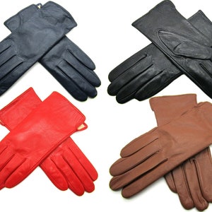 Womens super soft premium quality real leather classic gloves winter fully lined