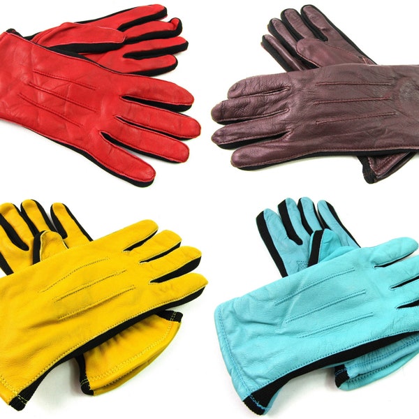 Womens ladies premium quality genuine soft leather gloves fleece lined driving