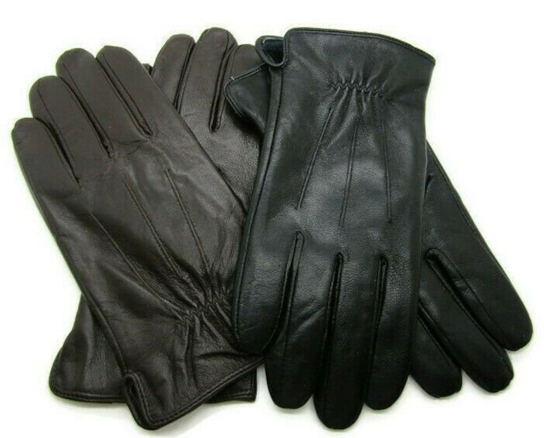 Nouveaux gants en cuir véritable super doux de haute qualité pour hommes, doublés pour l'hiver chaud image 3