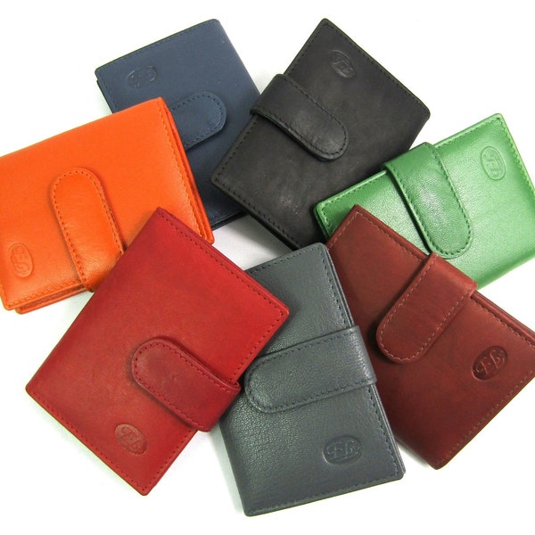 Unisex genuine super soft coloured leather credit card holder wallet purse