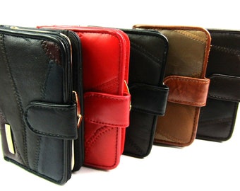 Ladies quality luxury soft patchwork real leather purse credit card holder