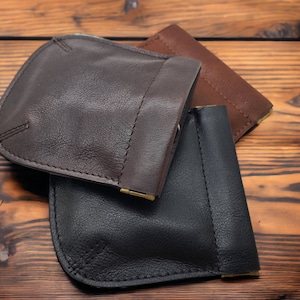 Premium soft real leather snap top coin pouch wallet change money holder