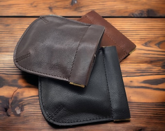 Premium soft real leather snap top coin pouch wallet change money holder