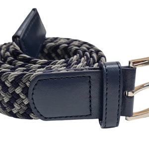 Unisex high quality Adjustable elastic fit stretch webbing effect belt strong smart casual Multi-grey-blue