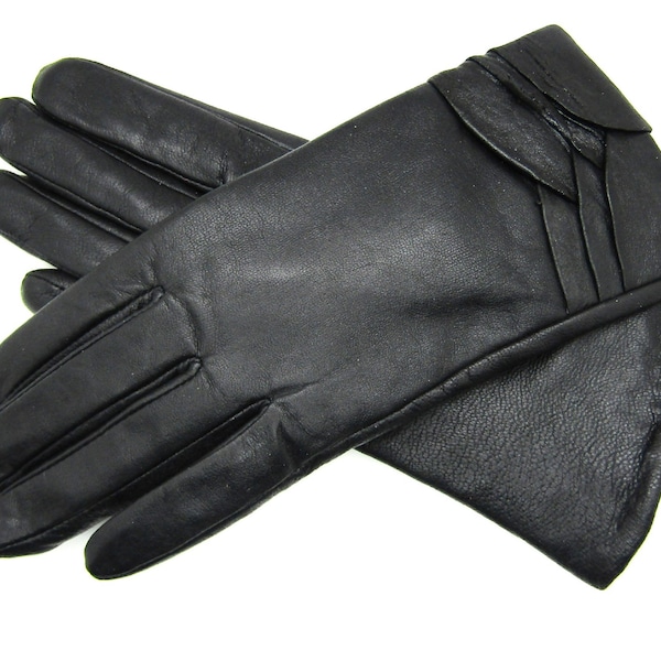 Gants en cuir souple véritable de haute qualité pour femmes, entièrement doublés, chaud