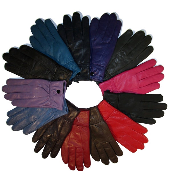 Ladies new super soft real leather fully lined gloves various colours winter