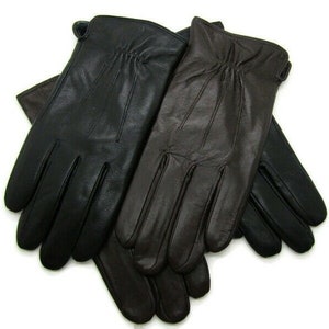 Nouveaux gants en cuir véritable super doux de haute qualité pour hommes, doublés pour l'hiver chaud image 2