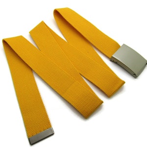 Ceinture unisexe en toile de coton de haute qualité, boucle argentée 52 pouces Yellow