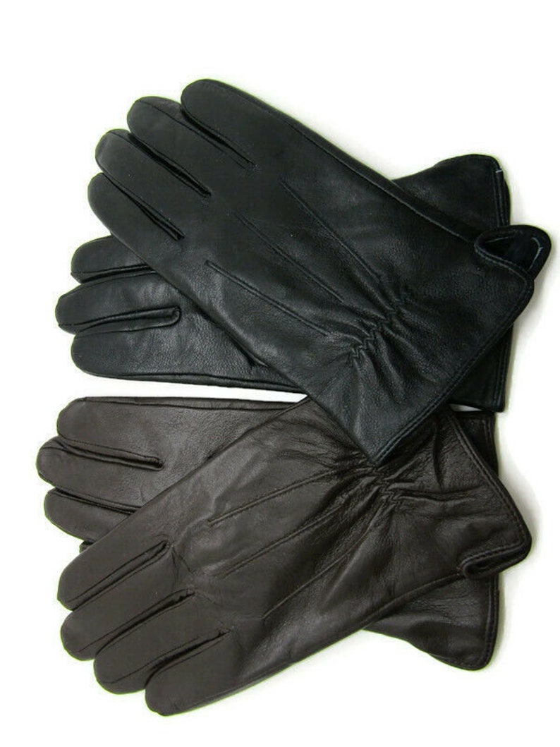 New mens premium high quality super soft real leather gloves lined winter warm 画像 6