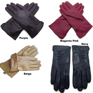 Nouveaux gants en cuir souple véritable de haute qualité pour femmes, entièrement doublés et chauds. image 7