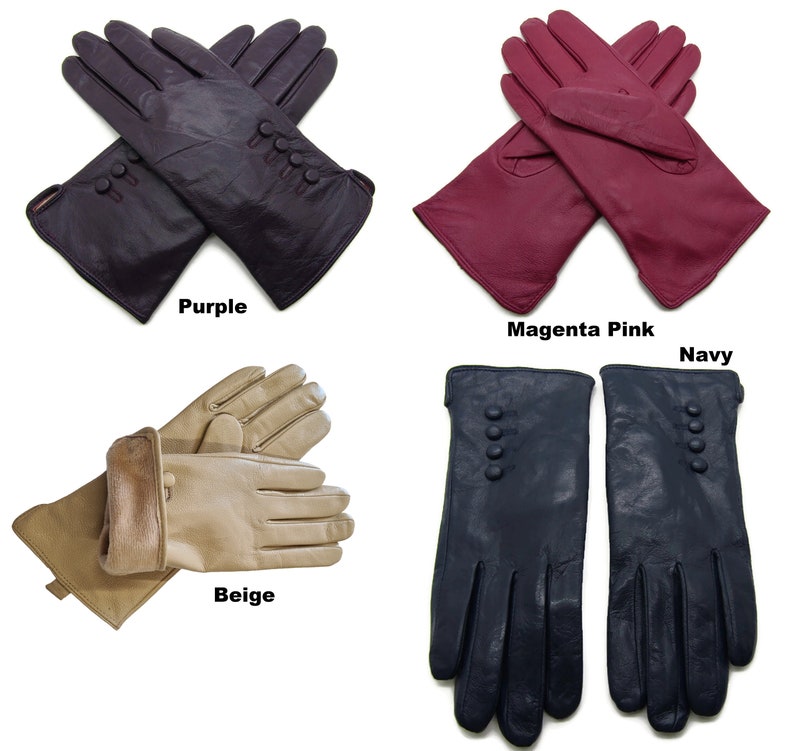 Nouveaux gants en cuir souple véritable de haute qualité pour femmes, entièrement doublés et chauds. image 7