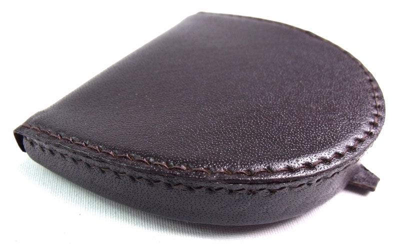 New high quality genuine leather coin tray purse change wallet pouch brown