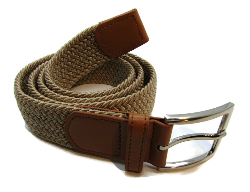 Unisex High Quality Stretch Elastic Fit Webbing Effect Belt Strong Smart Casual Caramel