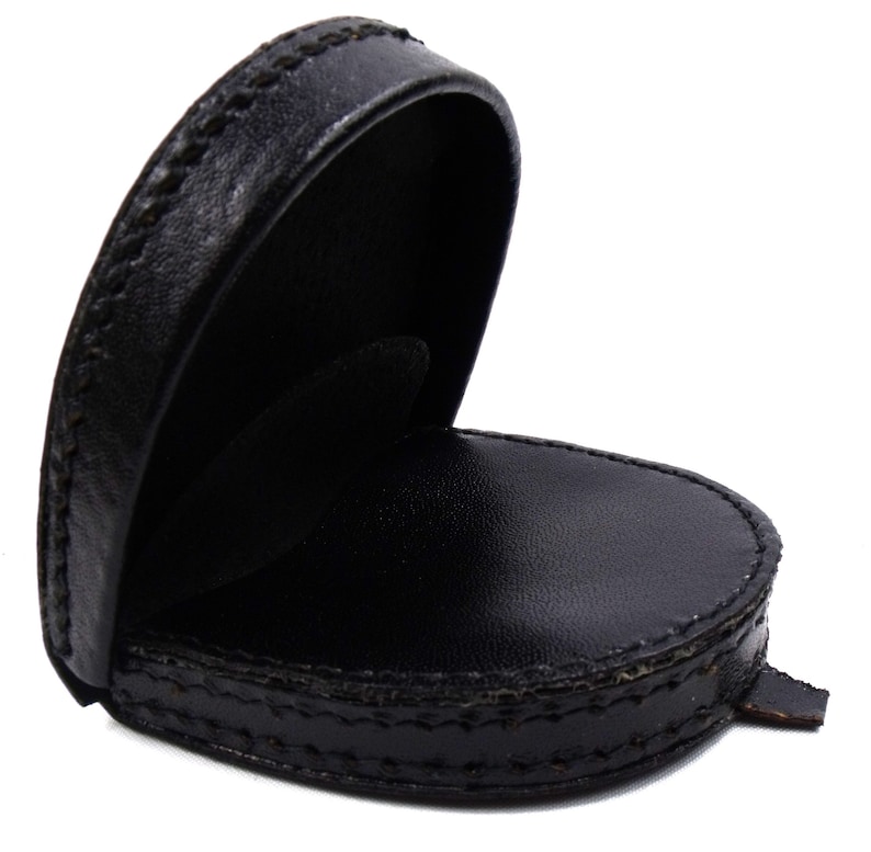 New high quality genuine leather coin tray purse change wallet pouch black