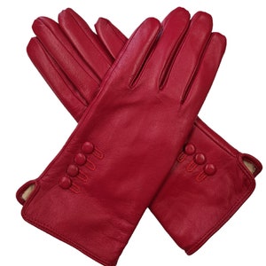Nieuwe dames premium hoogwaardige echt zachte leren handschoenen volledig warm gevoerd. Bright Red