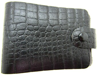 New black real leather crocodile effect credit card holder wallet holds 20 cards