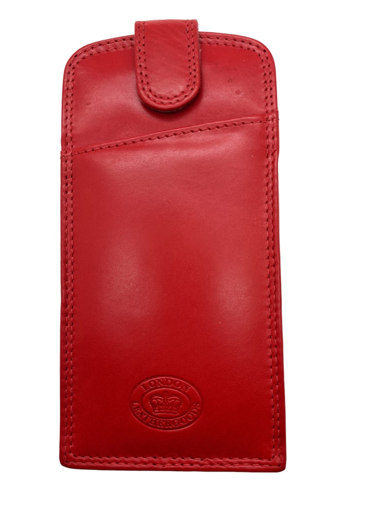 Étui unisexe en cuir véritable souple de haute qualité pour lunettes de soleil, pochette de protection Red