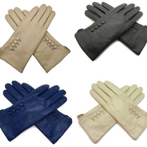 Nouveaux gants en cuir souple véritable de haute qualité pour femmes, entièrement doublés et chauds. image 6