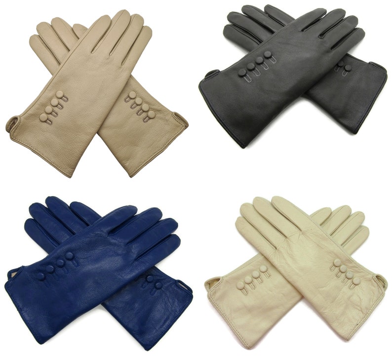 Nouveaux gants en cuir souple véritable de haute qualité pour femmes, entièrement doublés et chauds. image 6