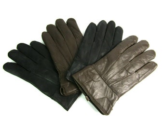 Mens genuine super soft quality leather driving everyday gloves fully lined