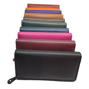 Womens large rfid protected high quality real leather purse credit card holder