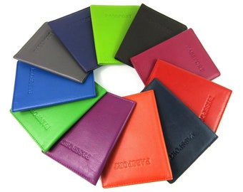 Real soft leather passport holder travel wallet documents folder rfid protected