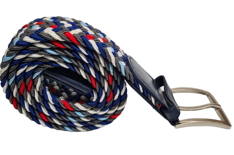 Cintura unisex di alta qualità, elasticizzata, con effetto fettuccia, resistente, elegante e casual Multi-red,grey,blue