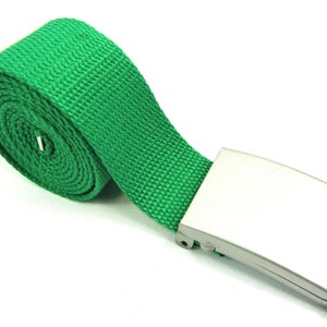 Ceinture unisexe en toile de coton de haute qualité, boucle argentée 52 pouces Green