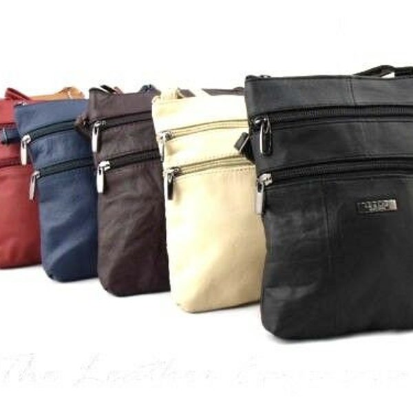 Ladies genuine soft real leather crossover body bag shoulder bag purse handbag