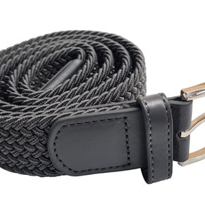 Unisex high quality Adjustable elastic fit stretch webbing effect belt strong smart casual Grey