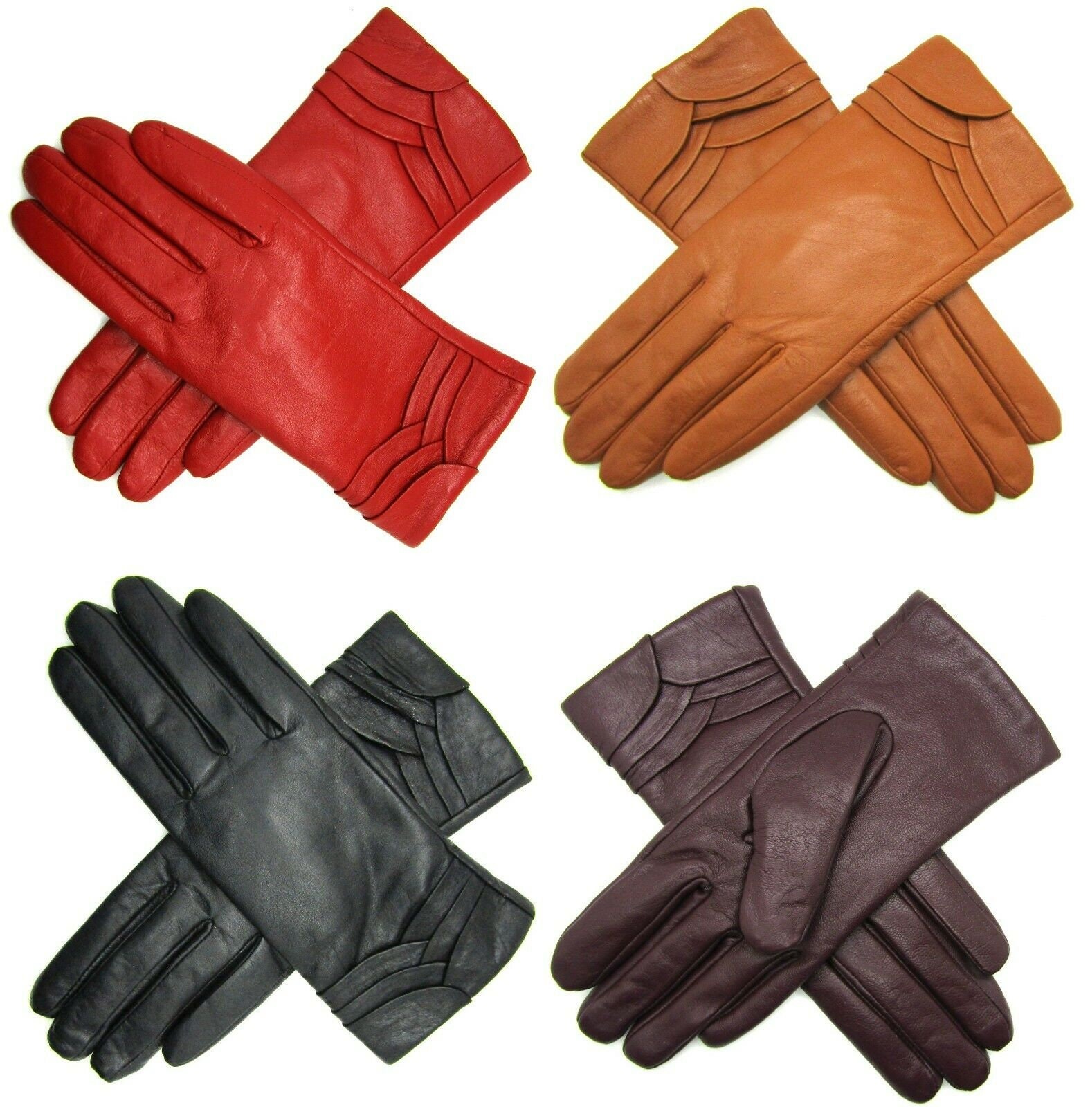 Ladies womens premium high quality genuine soft leather gloves fully lined  warm