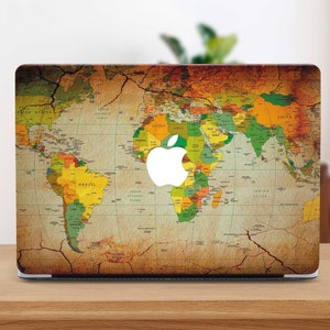 Étui Macbook Pro 13, carte du monde marron, étui Macbook M4, coque rigide, étui Macbook Air 13, étui Macbook Pro, étui Macbook Pro 14, étui Macbook M3
