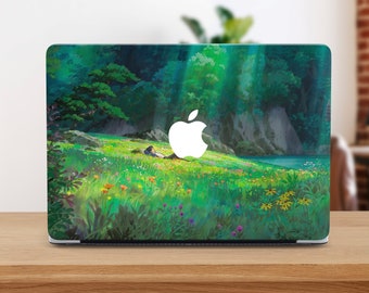 Anime Macbook Air 13 coque Macbook A3114 nature prairie Macbook Pro 14 coque Macbook M3 herbe coque Macbook Air M2 A2681 A2941