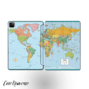 Étui pour iPad Air 6 Wanderlust, carte du monde, étui pour iPad 10,9 carte, étui pour iPad, étui pour iPad 12,9, voyage, étui pour iPad 8, étui pour iPad 9, étui pour iPad 11, étui pour iPad 2024