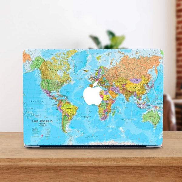 World Map Macbook Case Colorful Map Macbook Air 13 Case Macbook Air 15 Case Macbook M2 Case Macbook Pro 14 Case Traveler Macbook Pro 16 Case