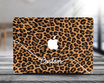 Custom Name MacBook M4 Case Leopard Print MacBook Air 15 Case