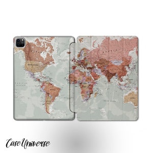 World Map iPad Case Map iPad Pro Case iPad Air 6 Case Personalized iPad Air 13 Case iPad 12.9 Case iPad 10.9 Case iPad Mini 6 Case Pen Slot
