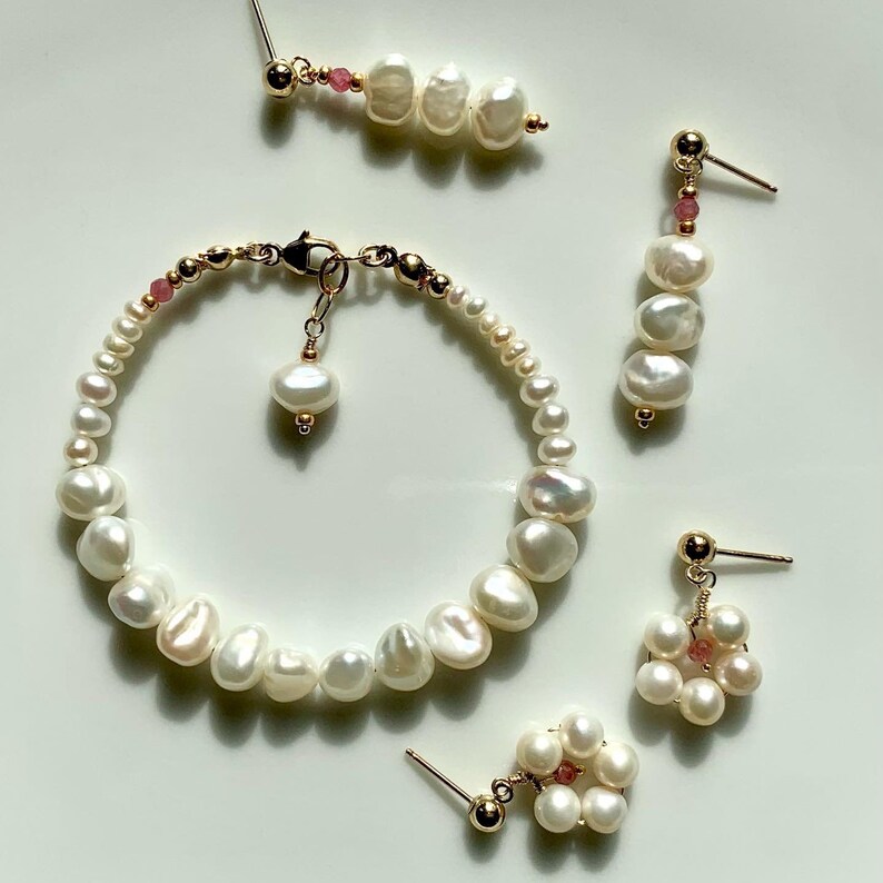 Rosa Bracelet Keshi Pearls Bracelet Keshi /& Rosa Turmaline.
