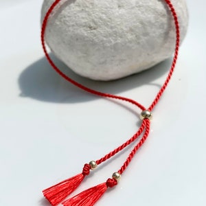 Red thread bracelet, silk and gold filled bracelet, silk and sterling silver bracelet, Kabbalah.