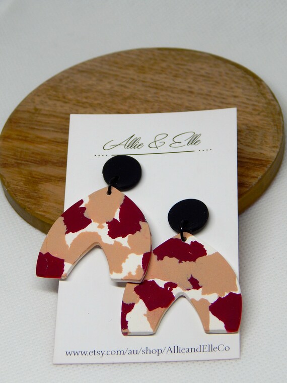 Handmade Polymer Clay Statement Large Dangle Earrings Etsy