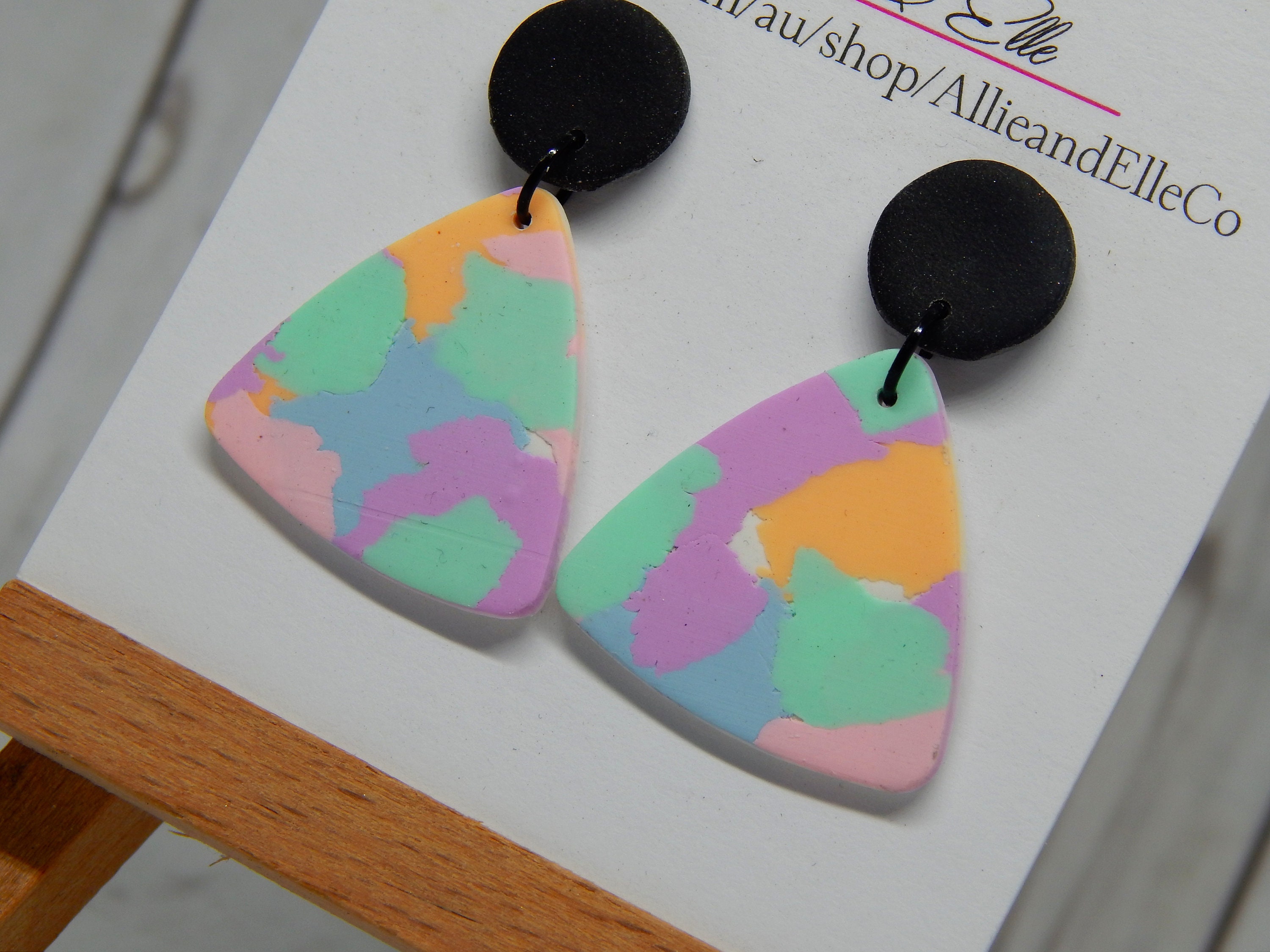 Funky colourful small dangle earrings / statement earrings / Etsy
