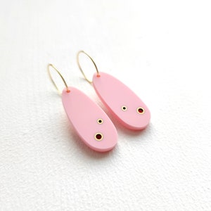 Minimal Oval Irregular dangle & drop earrings, with acrylic and brass details.