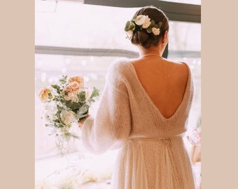 Stylish Mohair Bridal Sweater, Wrap Style Wedding Cape - Cozy Elegance