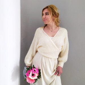 Wrap Style Mohair Wedding Sweater for Your Special Day