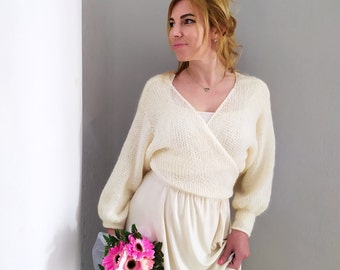 Wrap Style Mohair Wedding Sweater for Your Special Day