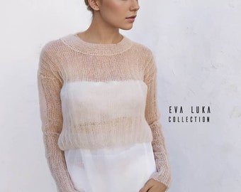 Bridal Sweater, Mohair sweater, Cropped Sweater, Lace Sweater