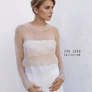 Bridal Sweater, Mohair sweater, Cropped Sweater, Lace Sweater