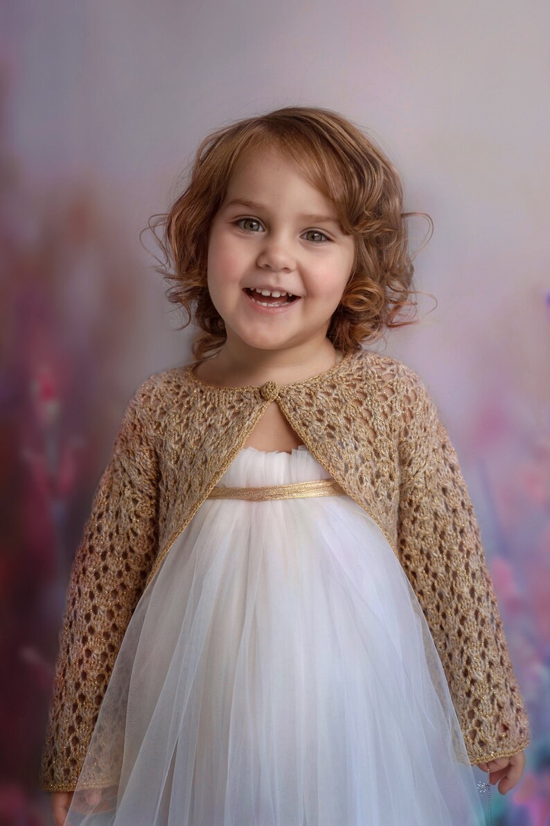 Girls gold bolero cardigan Toddler shrug for dresses Ready to Etsy