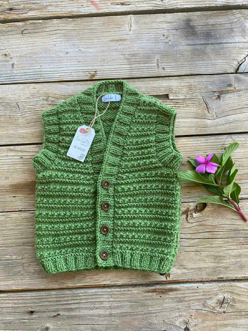 Boys green knit sweater vest Kids toddler baby boy green Etsy
